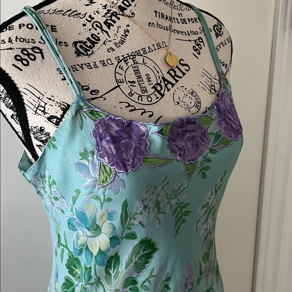 April Cornell Aqua and Lavender Floral Maxi Dress - Picture 5 of 13